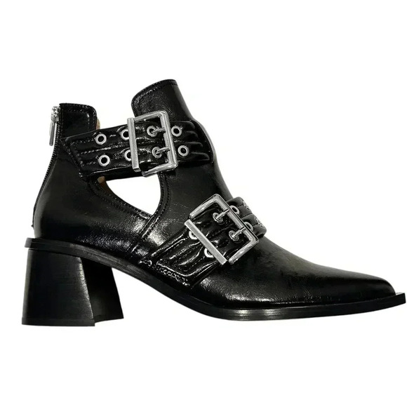 Steve Madden Grazia Pointed Toe Moto Bootie Black Size 10 - Picture 7 of 14